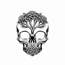 Celtic Knot Oak Tree Rose Skull tattoo design idea