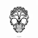Celtic Knot Oak Tree Rose Skull tattoo design idea