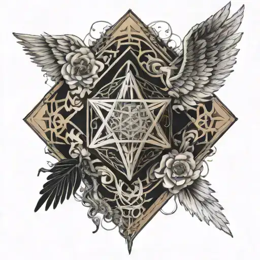 metatron angel cube merging tattoo design idea