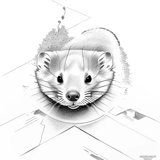 outspace surfing ferret tattoo design idea