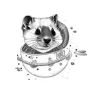 outspace surfing ferret tattoo design idea