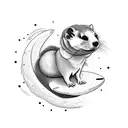 outspace surfing ferret tattoo design idea