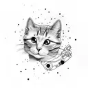 astronaut cat tattoo design idea