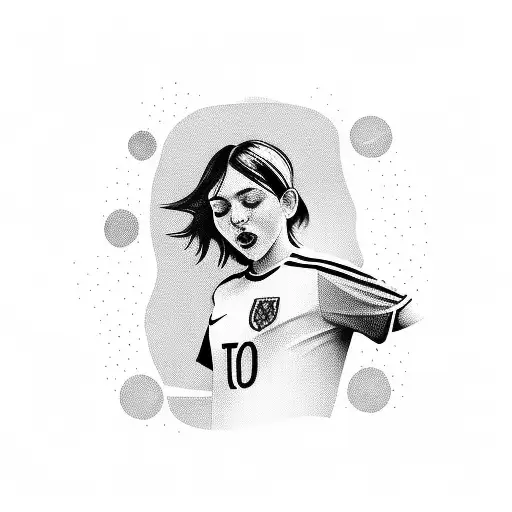 soccer jersey and field with girl playing tattoo design idea