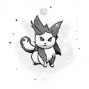 Vulpix Pokemon with galaxy background  tattoo design idea