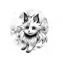 Vulpix Pokemon with galaxy background  tattoo design idea