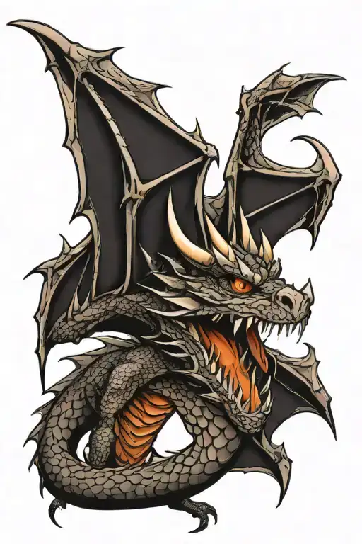 smaug wrapped around it long tattoo design idea