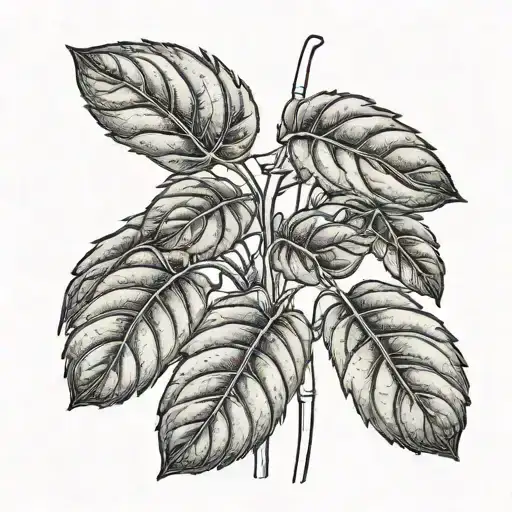 pau basil plant growing tattoo design idea