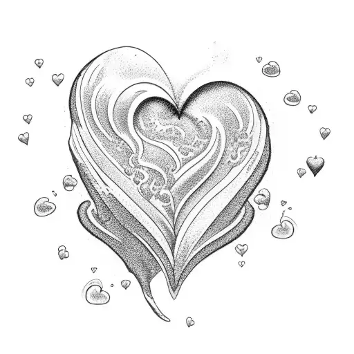Two waves breaking with foam forming a heart for two people to share the same tattoo tattoo design idea