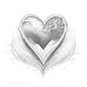 Heart made of two waves tattoo design idea