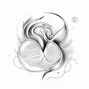 Delicate and fine lines depicting two waves crashing together to create a heart shape tattoo design idea