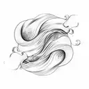 Delicate and fine lines depicting two waves crashing together to create a heart shape tattoo design idea