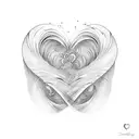 Delicate and fine lines depicting two waves crashing together to create a heart shape tattoo design idea