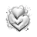 Two waves breaking with foam forming a heart for two people to share the same tattoo tattoo design idea