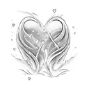 Two waves breaking with foam forming a heart for two people to share the same tattoo tattoo design idea