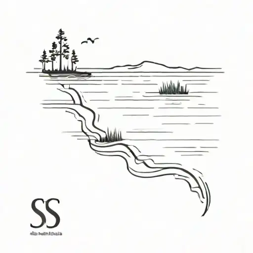 a lake with the initials S S D tattoo design idea