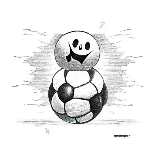 a drawing of a ghost with a volleyball in his hands tattoo design idea