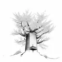 A radio tower surrounded by blooming cherry blossom trees tattoo design idea