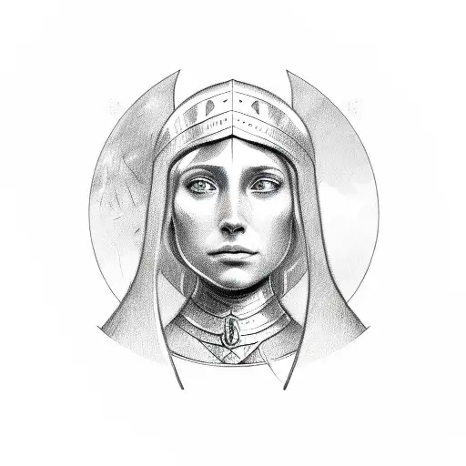 A sketch-style portrait of Joan of Arc tattoo design idea