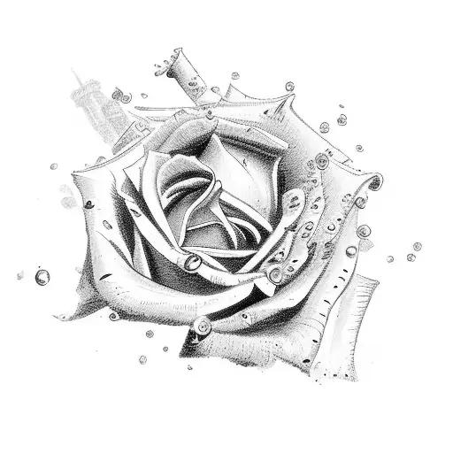 A scene depicting the Battle of Waterloo with roses scattered on the battlefield tattoo design idea