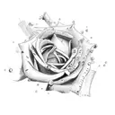 A scene depicting the Battle of Waterloo with roses scattered on the battlefield tattoo design idea