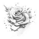 A scene depicting the Battle of Waterloo with roses scattered on the battlefield tattoo design idea