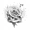 A scene depicting the Battle of Waterloo with roses scattered on the battlefield tattoo design idea