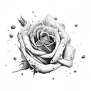 A scene depicting the Battle of Waterloo with roses scattered on the battlefield tattoo design idea