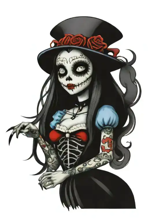 alice in wonderland + nightmare before christmas  tattoo design idea