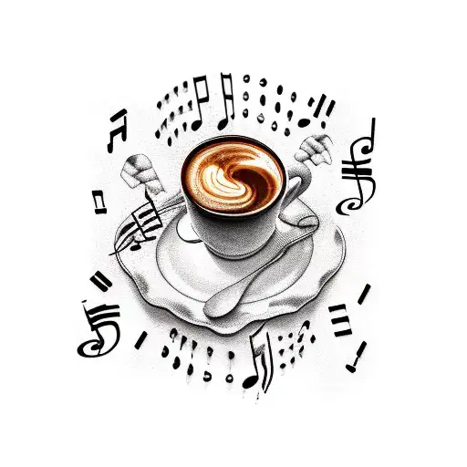 music sheet with coffee stains tattoo design idea