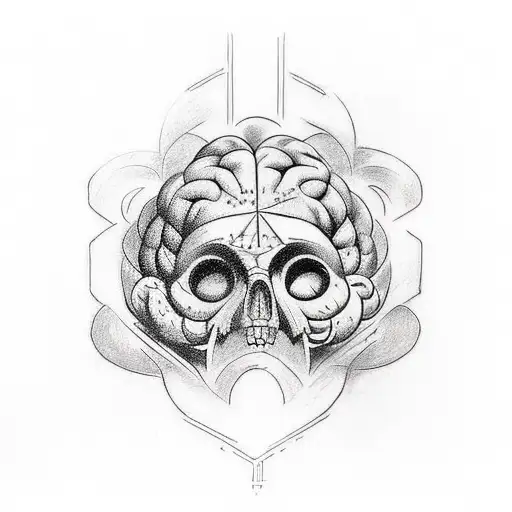 I would like a conceptual tattoo with Greek elements where it can be interpreted that God is the human Brain, for 3/4 of tattoo design idea