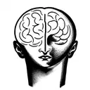 I would like a conceptual tattoo with Greek elements where it can be interpreted that God is the human Brain tattoo design idea