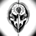 I would like a conceptual tattoo with Greek elements where it can be interpreted that God is the human Brain tattoo design idea