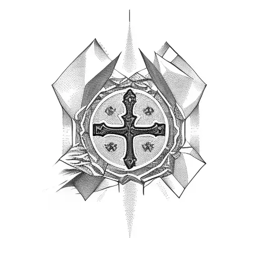 cross on mountain tattoo design idea