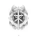 cross on mountain tattoo design idea