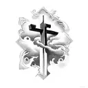 cross on mountain tattoo design idea