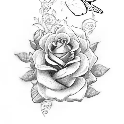 OK so I want roses but I want butterflies resting on the roses but in the center I want the numbers 222 right and then I tattoo design idea