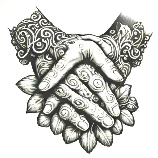 giving hands tattoo design idea