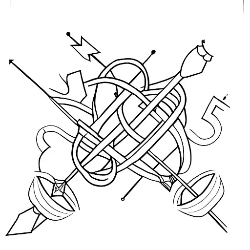 arrow with red string attached  tattoo design idea