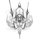 Mystical wizard casting a spell with a paintbrush tattoo design idea