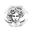biblical angel with roses tattoo design idea