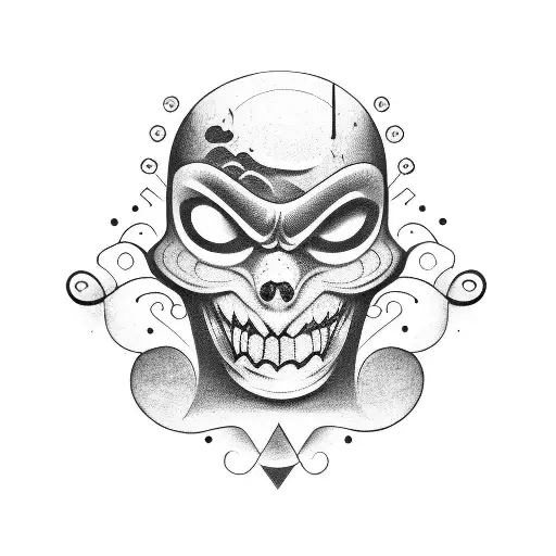 sad happy mask tattoo design idea