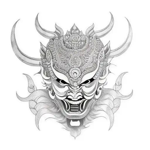Sri lankan devil mask  tattoo design idea