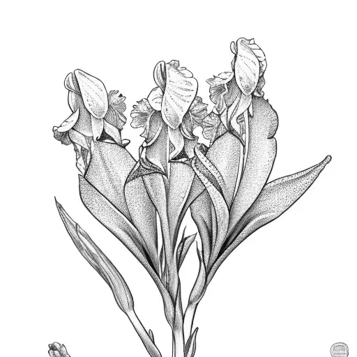foxglove, lily of the valley, iris, jimson weed tattoo design idea