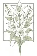 Lilly of the valley, foxglove, and daffodil boquet tattoo design idea