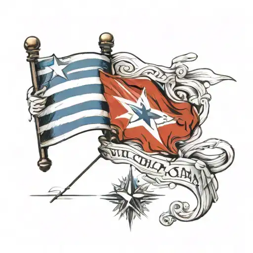 1955 with the Cuban flag intertwined tattoo design idea