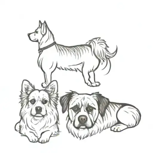 german shepherd and shih tzu tattoo design idea