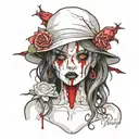 zombie girl all bloody veil tattoo design idea