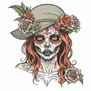 zombie girl all bloody veil tattoo design idea