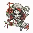 zombie girl all bloody veil tattoo design idea
